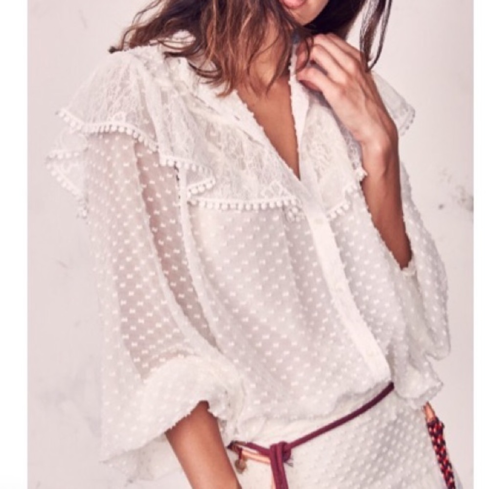LoveShackFancy Erica Top in “Ivory” szM, NWT